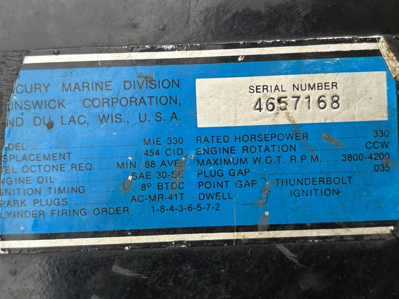 Slide: The Image of 1978 Bertram MOPPIE engine plate with technical specifications. - 29