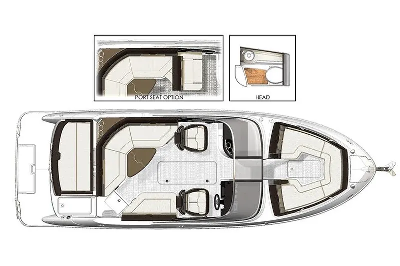 Slide: The Image of Manufacturer Provided Image: Top view layout of 2018 Sea Ray SLX 250 boat with seating and head options. - 12