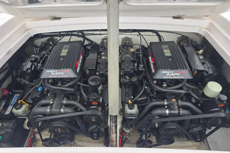 Slide: The Image of Engine compartment of a 1999 Donzi 28 ZX with twin MerCruiser 350 MAG MPI engines. - 15