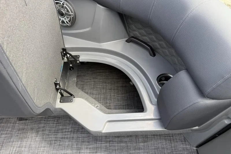 Slide: The Image of Interior seating and speaker detail of 2026 Godfrey Sanpan 2700 ULW Twin boat. - 10