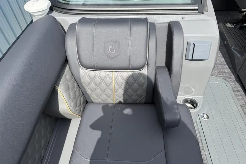 Slide: The Image of Luxurious seating on 2026 Godfrey Sanpan 2700 ULW Twin boat with quilted upholstery. - 11