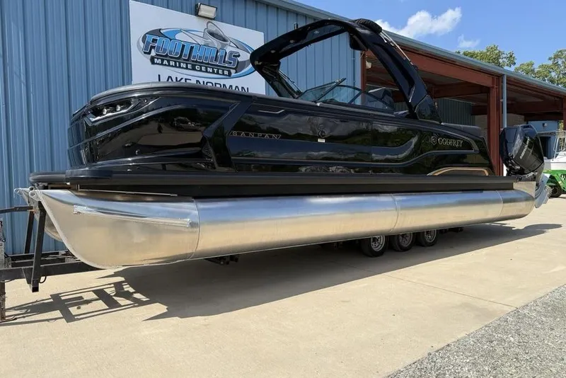Slide: The Image of 2026 Godfrey Sanpan 2700 ULW Twin pontoon boat displayed at Foothills Marine Center. - 4