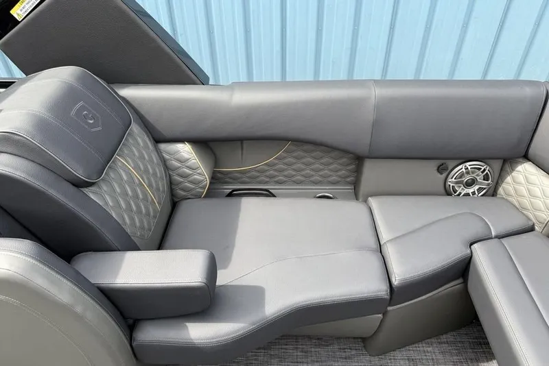 Slide: The Image of Luxurious seating on the 2026 Godfrey Sanpan 2700 ULW Twin pontoon boat. - 42
