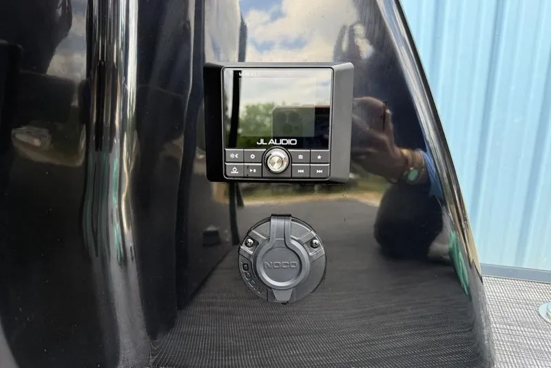 Slide: The Image of JL Audio system on 2026 Godfrey Sanpan 2700 ULW Twin boat dashboard. - 43