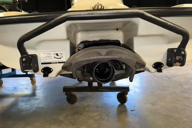 Slide: The Image of 2001 Sea-Doo GTX jet ski rear view, showcasing propulsion system and hull design. - 15