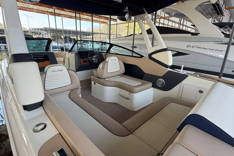 Slide: The Image of 2026 Chris-Craft Sportster 28 boat interior with luxurious seating and modern design. - 8