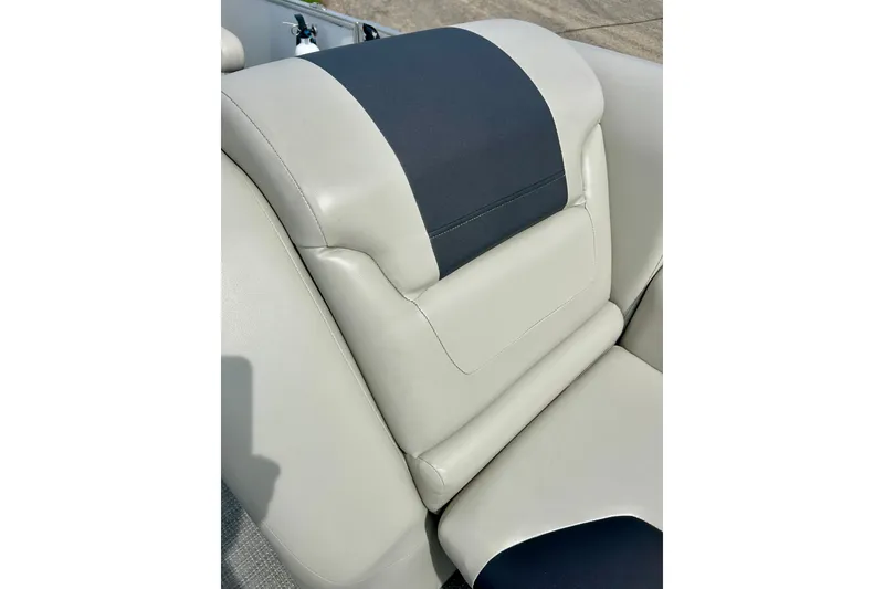 Slide: The Image of 2023 Sun Chaser Geneva boat seat with gray and black upholstery. - 31
