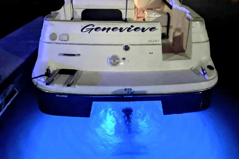 Slide: The Image of 2001 Glastron GS 249 boat with blue underwater lighting. - 8