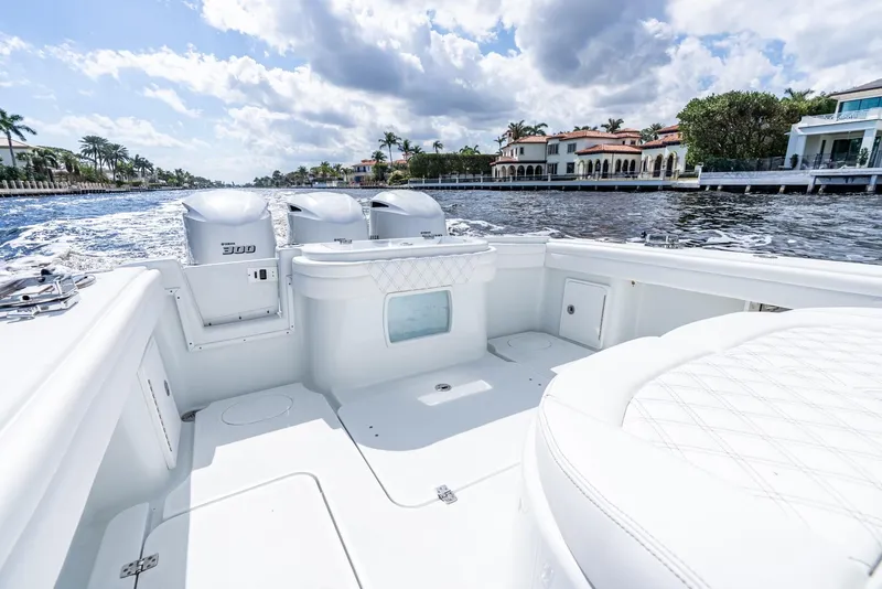 Slide: The Image of 2020 Yellowfin 36 Offshore boat on calm waters. - 23