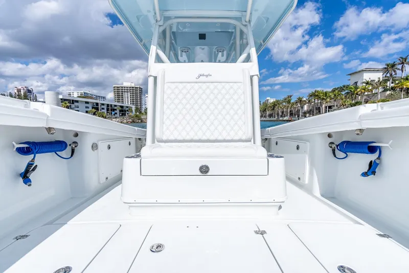 Slide: The Image of Interior view of a 2020 Yellowfin 36 Offshore boat in harbor. - 31