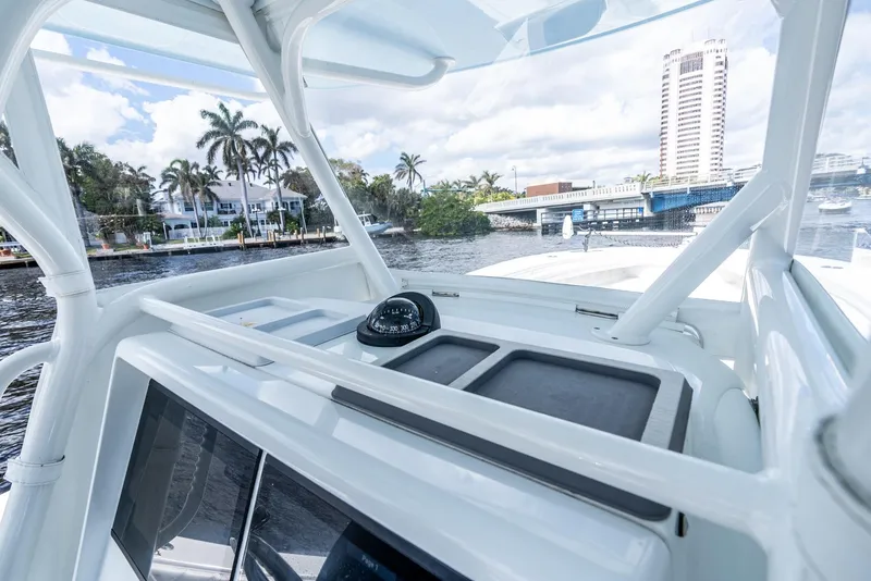 Slide: The Image of Interior view of 2020 Yellowfin 36 Offshore overlooking the river. - 35