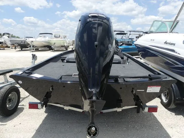 Slide: The Image of 2026 Lowe Stinger 175C boat on trailer, rear view. - 5