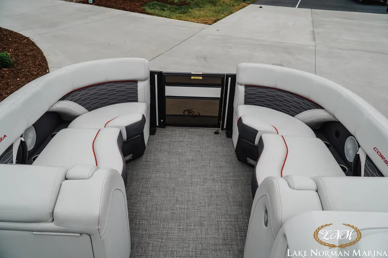 Slide: The Image of Luxurious 2023 Barletta X23U boat interior with plush seating and modern design. - 13