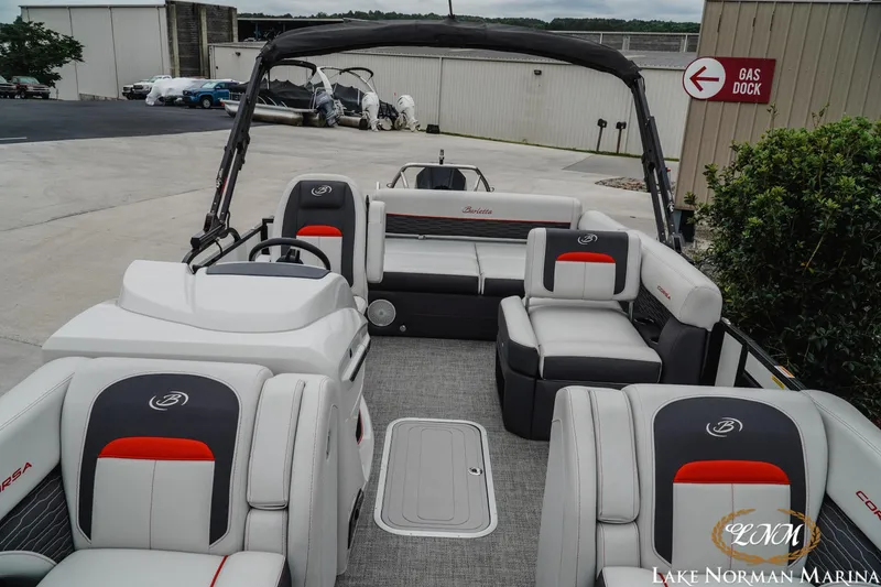 Slide: The Image of 2023 Barletta X23U pontoon boat interior at Lake Norman Marina. - 14