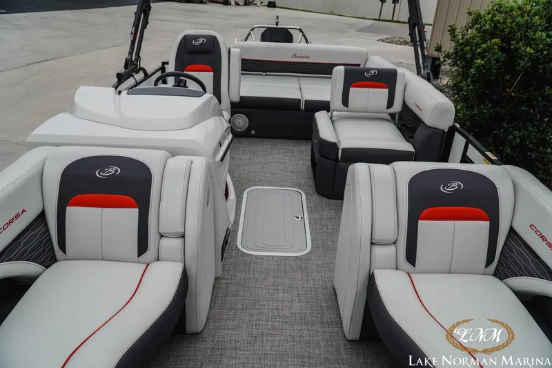 Slide: The Image of 2023 Barletta X23U boat interior with stylish seating and modern design at Lake Norman Marina. - 15