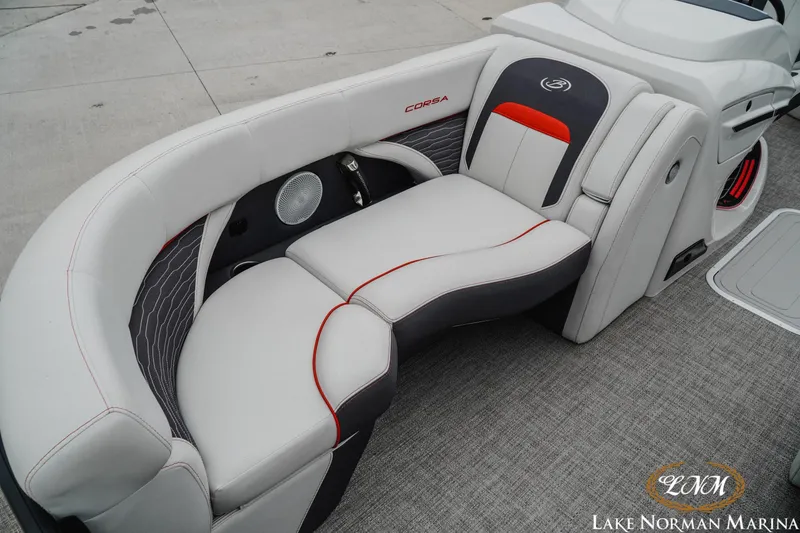 Slide: The Image of 2023 Barletta X23U boat interior with stylish seating and modern design at Lake Norman Marina. - 16