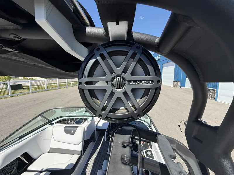 Slide: The Image of JL Audio speaker on Nautique Super Air Nautique GS22 boat, 2018 model. - 19