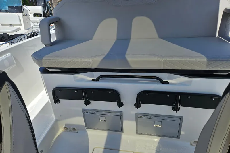 Slide: The Image of Interior of Navan S30 boat, seating and storage, model year 2026. - 8