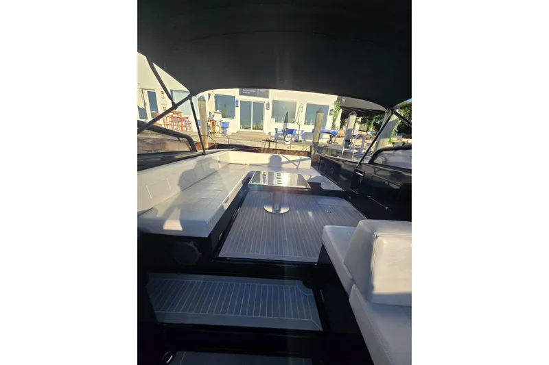 Slide: The Image of Interior view of a 2016 VanDutch 40 yacht with sleek seating and modern design. - 4