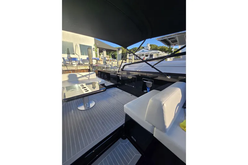 Slide: The Image of Interior view of 2016 VanDutch 40 yacht with sleek seating and modern design. - 5