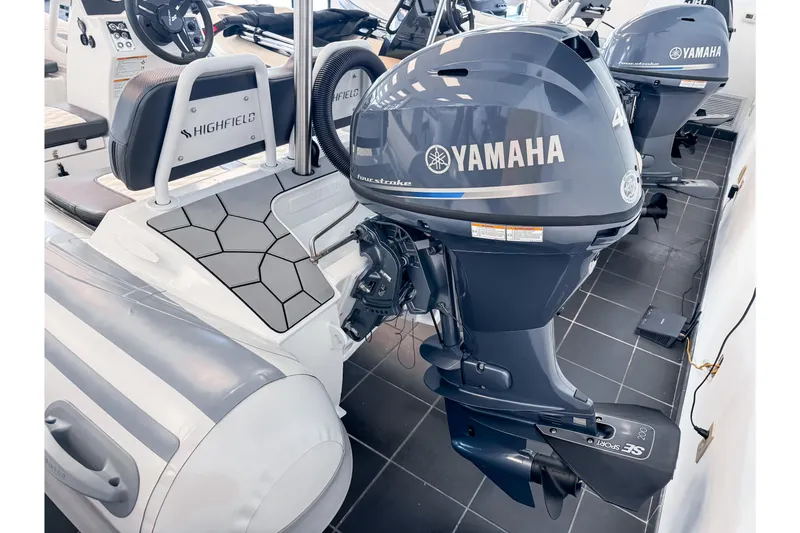 Slide: The Image of Highfield Sport 360 boat with Yamaha outboard motor, model year 2026. - 3