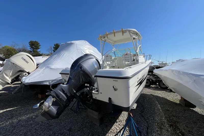 Slide: The Image of 2009 Hydra-Sports 2000 WA boat with Yamaha outboard motor, stored outdoors. - 3