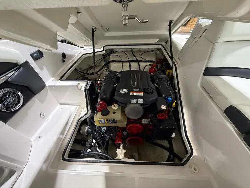 Slide: The Image of Engine compartment of a 2016 Regal 24 FasDeck RX boat. - 16