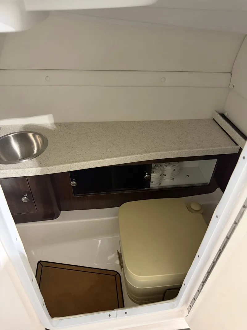 Slide: The Image of Interior of 2016 Regal 24 FasDeck RX with sink and toilet. - 21