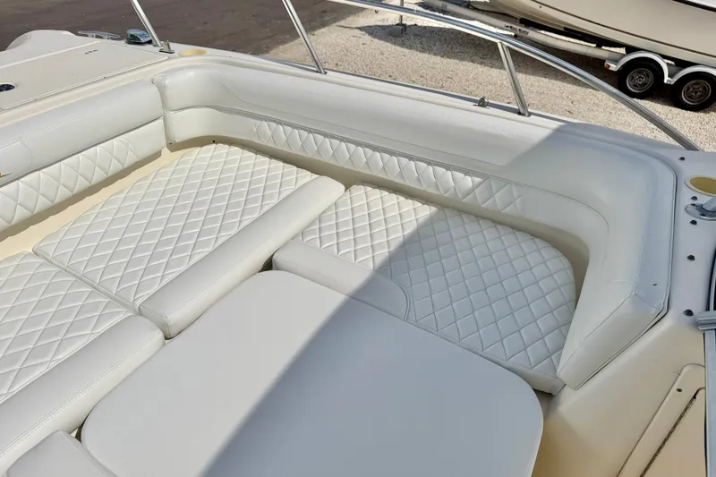 Slide: The Image of Luxurious seating on 2007 World Cat 250 DC boat with diamond-stitched upholstery. - 20