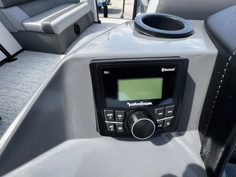 Slide: The Image of Bennington S20 2025 boat console with Bluetooth stereo system. - 11