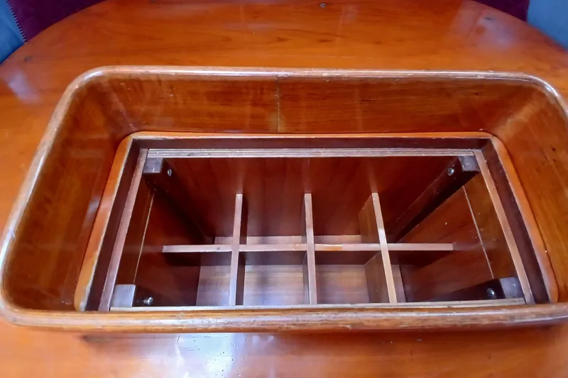 Slide: The Image of Wooden storage compartment with dividers on a SKYE 51 sailboat, 1981 model. - 25