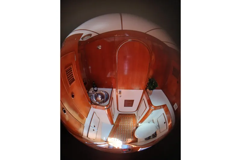 Slide: The Image of Interior of 1981 SKYE 51 yacht bathroom with wooden finish and modern fixtures. - 42