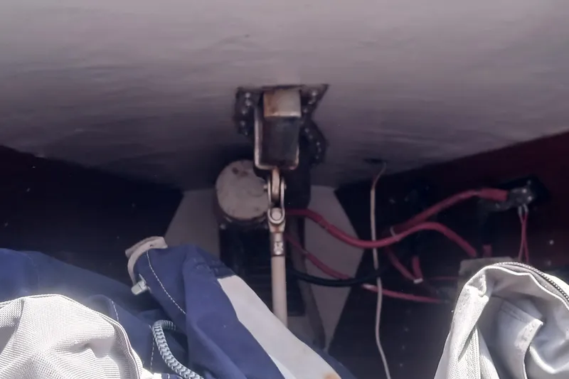 Slide: The Image of Interior view of a 1981 SKYE 51 sailboat with visible wiring and equipment. - 46