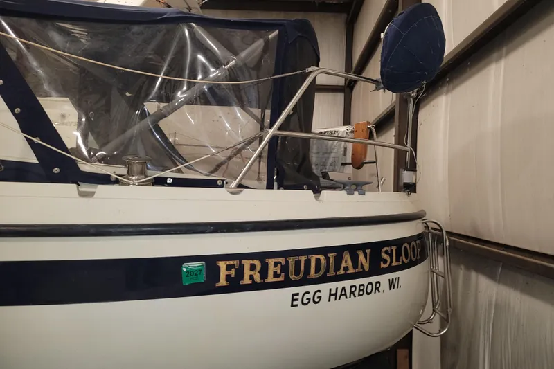 Slide: The Image of 1986 LM 32 sailboat "Freudian Sloop" docked in Egg Harbor, Wisconsin. - 3