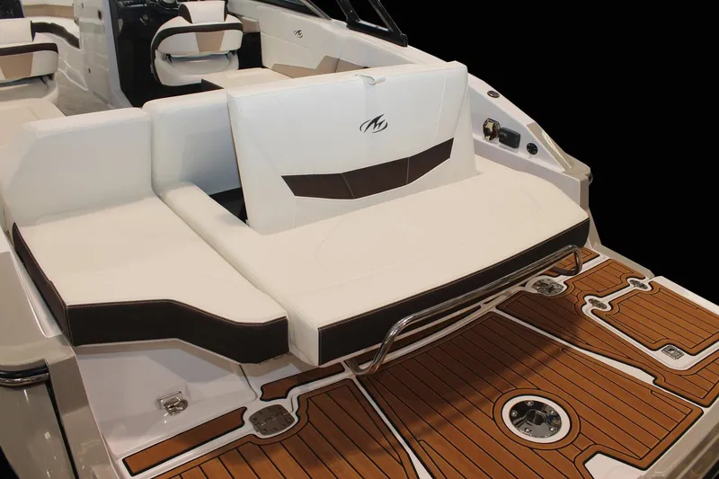 Slide: The Image of 2018 Monterey 278SS Super Sport boat rear view with luxurious seating area. - 23