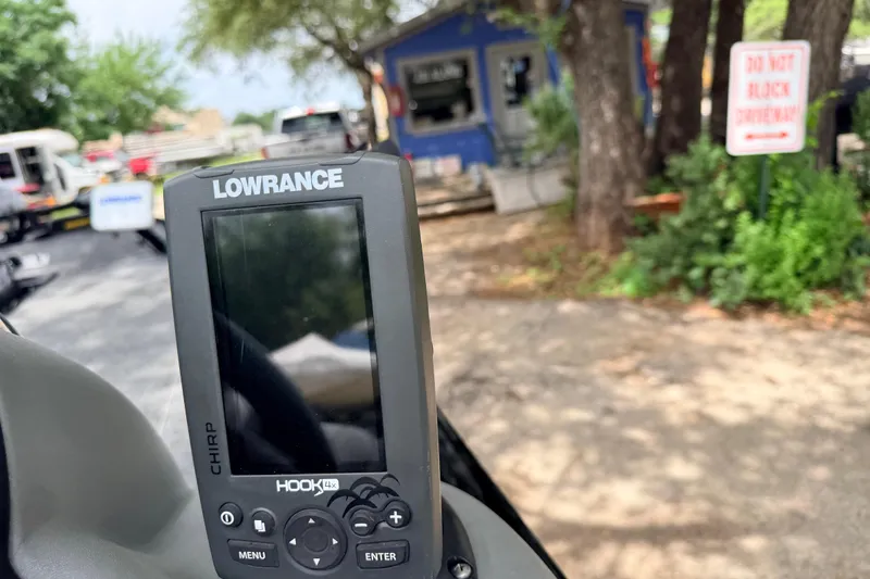 Slide: The Image of Lowrance fish finder on 2017 Tracker Pro Team 175 TXW boat, outdoor setting. - 3