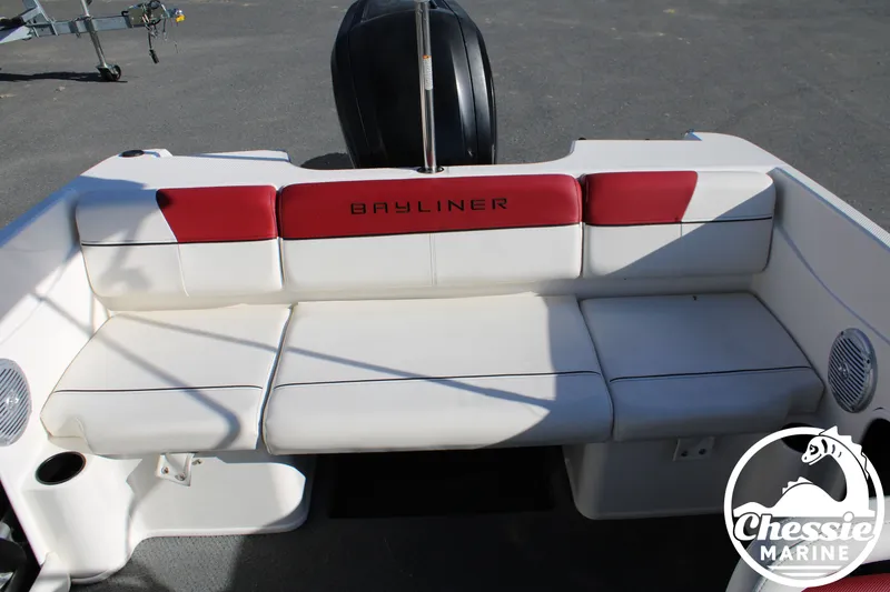 Slide: The Image of Bayliner 170 boat rear seating, white and red, year 2015. - 15