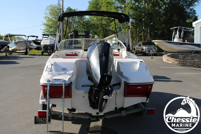 Slide: The Image of Rear view of a 2015 Bayliner 170 boat at Chessie Marine. - 4