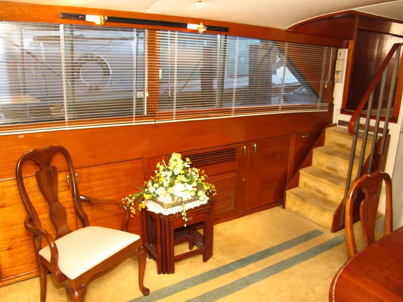 Slide: The Image of 1971 Chris-Craft 57 Constellation interior with wooden furniture. - 41