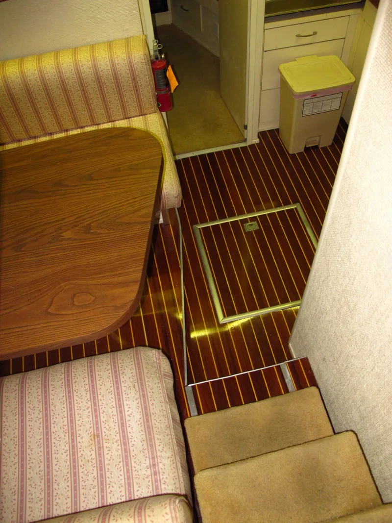 Slide: The Image of Interior of 1971 Chris-Craft 57 Constellation with wooden flooring. - 46