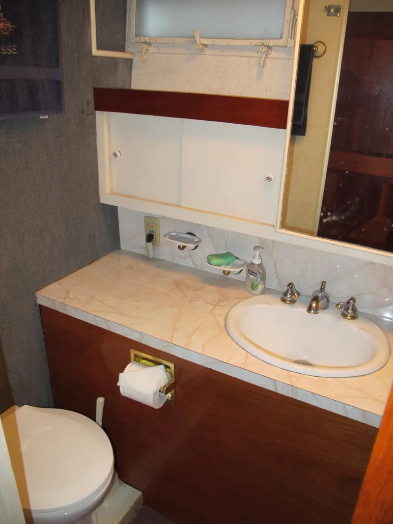 Slide: The Image of Bathroom in 1971 Chris-Craft 57 Constellation yacht. - 48