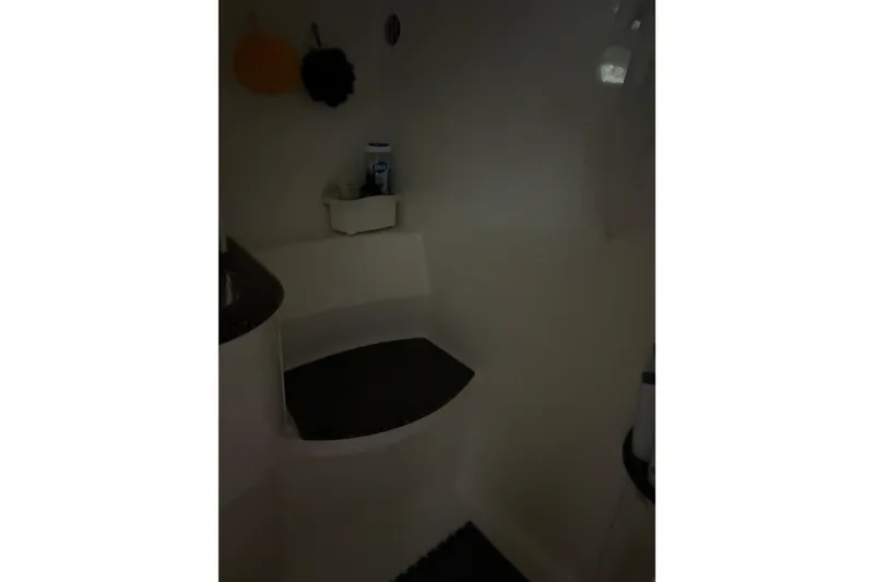 Slide: The Image of Interior of a 2004 Formula 400 Super Sport boat bathroom with shower amenities. - 41