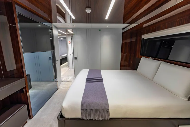 Slide: The Image of Luxurious bedroom interior of 2020 Riva 110' Dolcevita yacht with modern design. - 14
