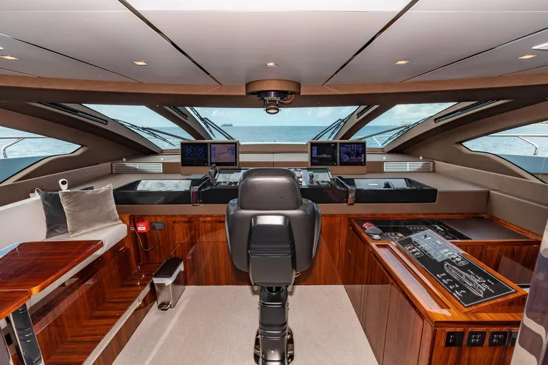 Slide: The Image of Luxurious helm of 2020 Riva 110' Dolcevita yacht with advanced navigation systems. - 26