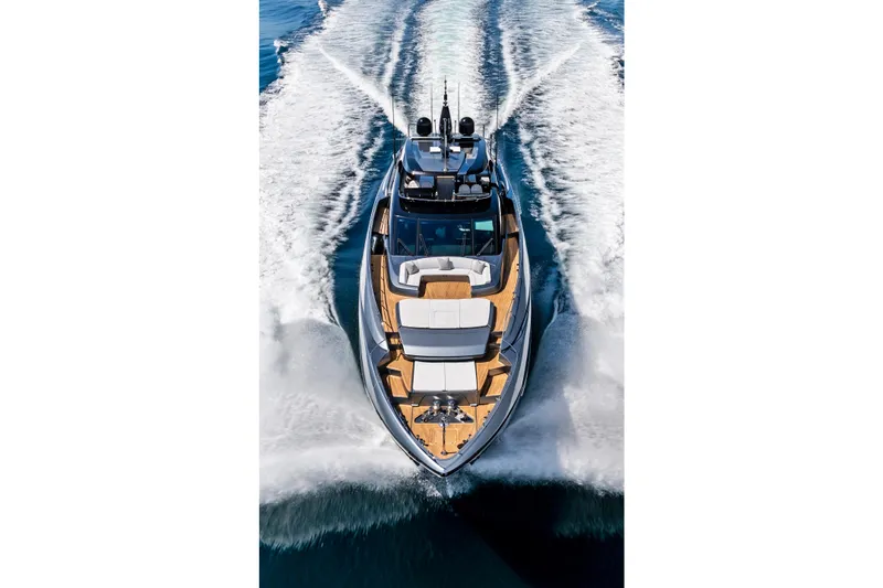 Slide: The Image of Luxury Riva 110' Dolcevita yacht cruising on open water, 2020 model. - 54