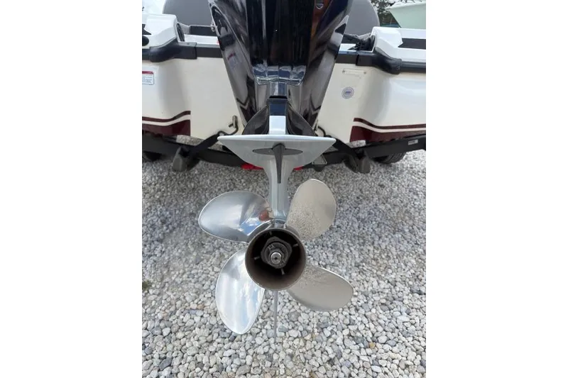 Slide: The Image of Propeller of a 2021 Nitro Z17 boat on gravel surface. - 11