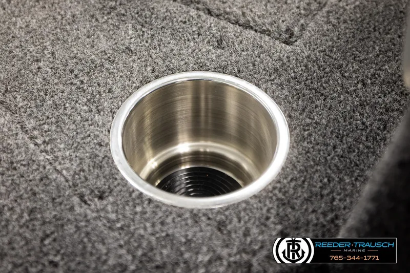 Slide: The Image of Stainless steel cup holder on 2026 Lund 1975 Tyee boat, carpeted surface. - 42
