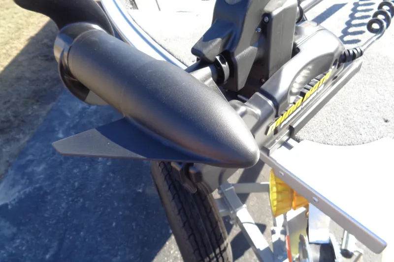 Slide: The Image of Close-up of a 2015 Alumacraft Competitor 165 CS boat motor detail. - 17