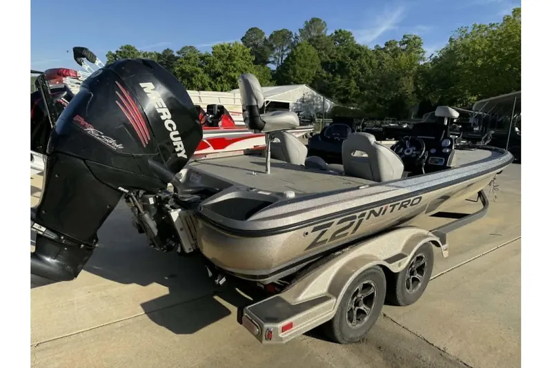Slide: The Image of 2018 Nitro Z21 Pro boat with Mercury engine on trailer. - 11