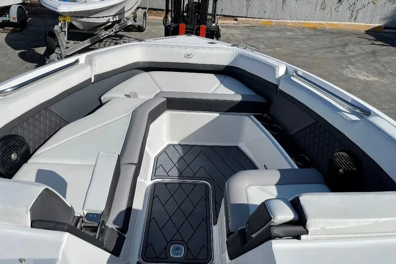 Slide: The Image of 2022 Cobalt R8 Outboard boat interior with sleek seating and modern design. - 8